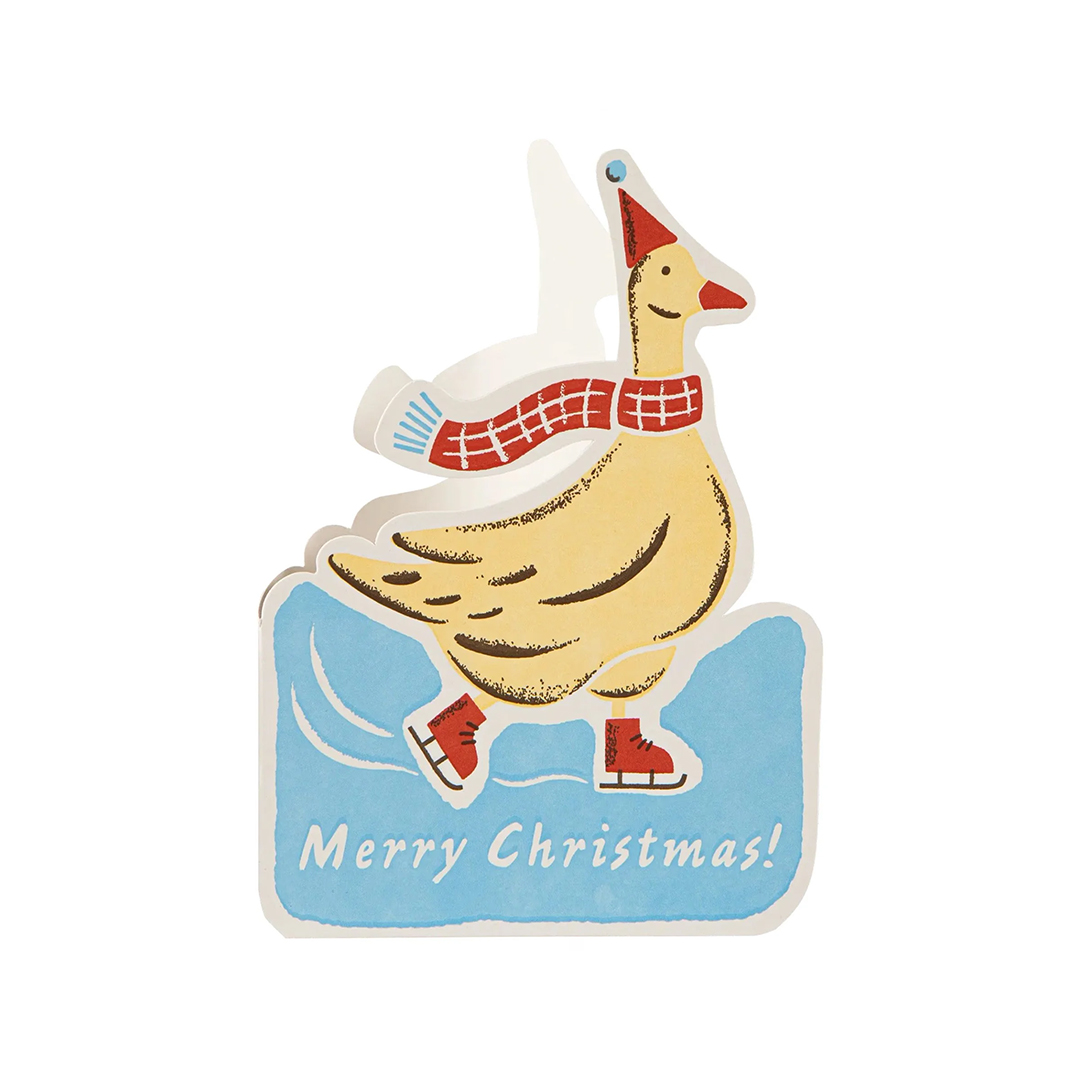 《11月上旬発売予定》Archivist Gallery レタープレス カットアウトカード Christmas Skating Goose